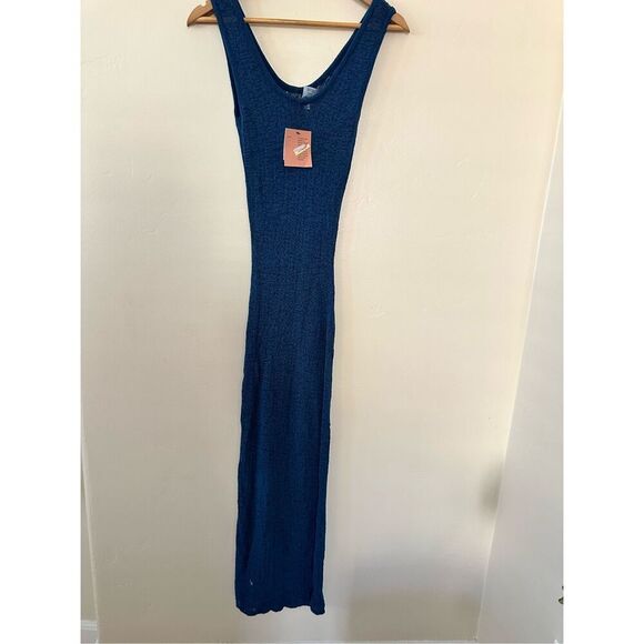 Shade & Shore Blue Knit Maxi Dress Swim Coverup Size XS - Picture 4 of 5